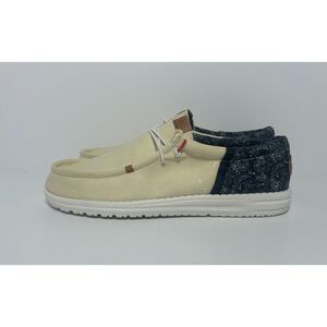 HEYDUDE Wally Funk Mono Shade Paisley Cream and Blue Sneakers Men's Size 14 US